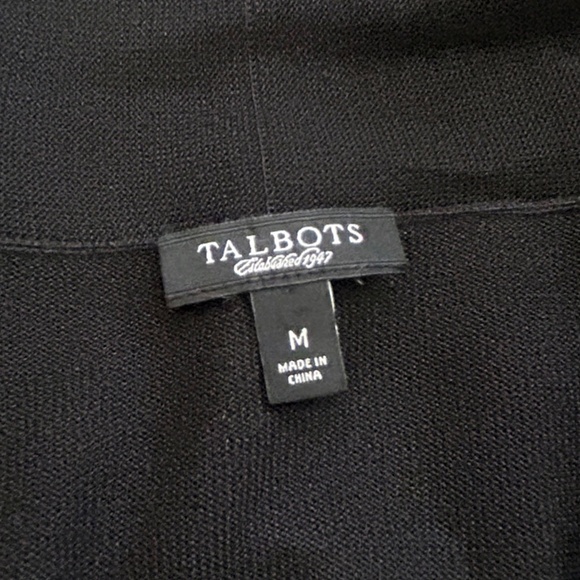 Talbots 100% Silk Shrug Cardigan Sweater Open Front Duster Short Sleeve Black - Picture 9 of 11